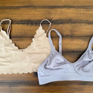 Shimera Cream and Gray Bralette Duo